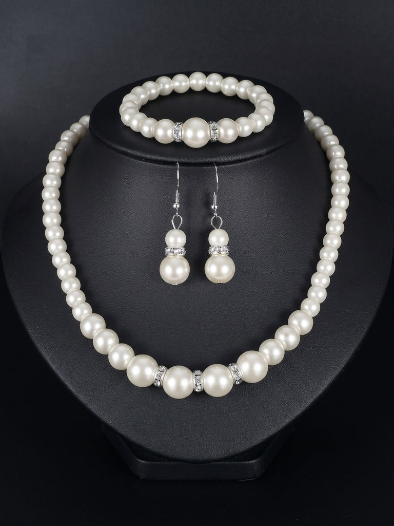 Pearl Necklace Bracelet Earring Jewelry Set 1