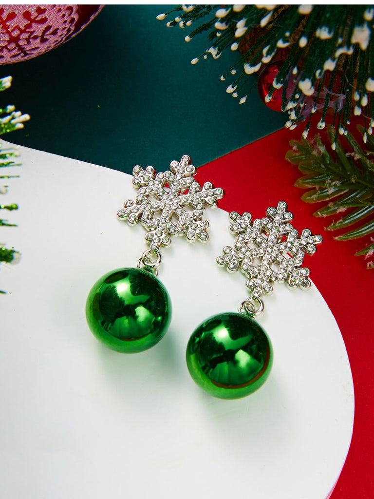 Snowflake Bell Bow Christmas Drop Earrings 2