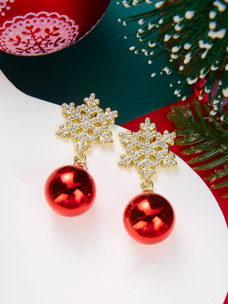 Snowflake Bell Bow Christmas Drop Earrings 7
