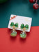 Green Bow Crystal Ball Stud Earrings 1