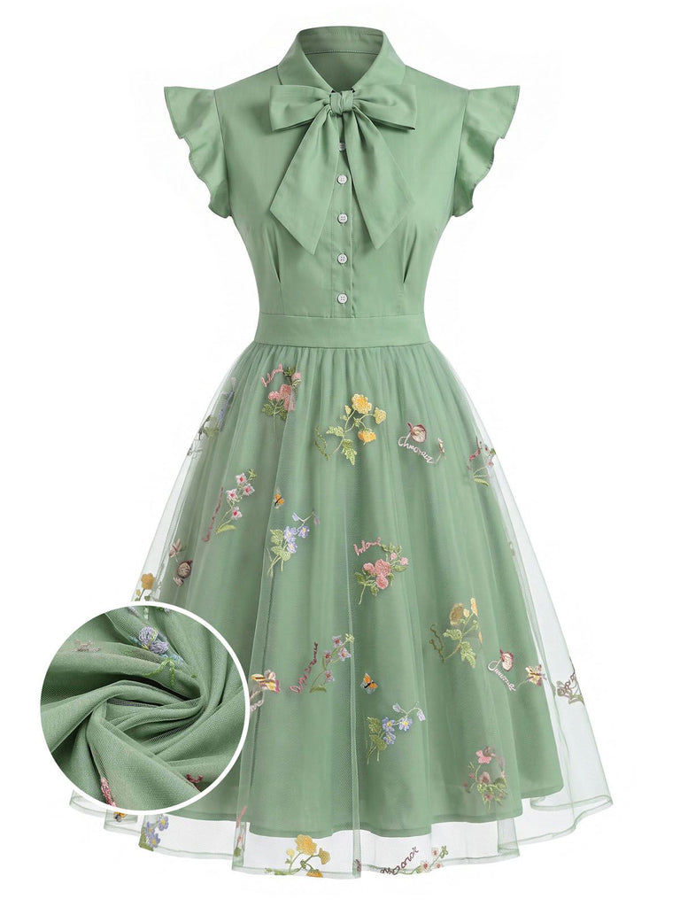 Black 1950s Butterfly Patchwork Vintage Dress