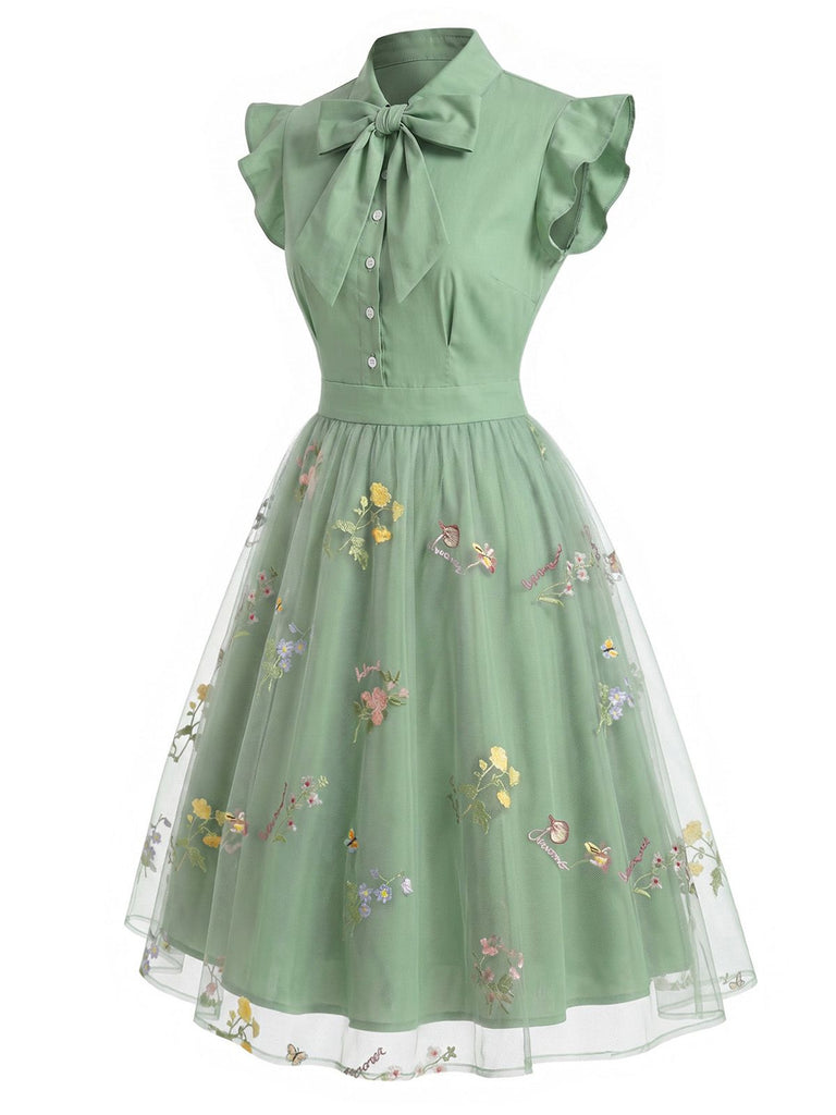 Black 1950s Butterfly Patchwork Vintage Dress
