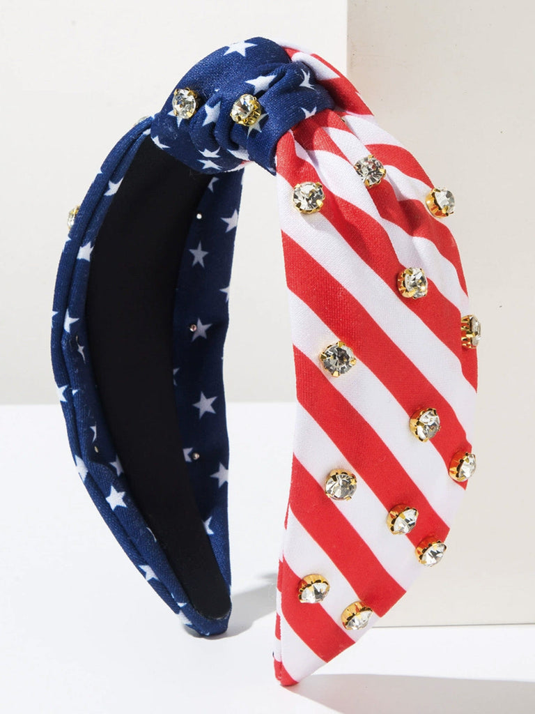 Patriotic Rhinestone Star Stripe Hair Clip
