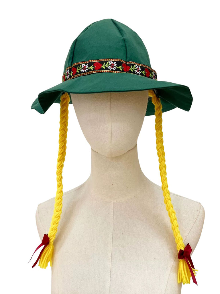 Vintage Embroidered Flower Yellow Braided Hat