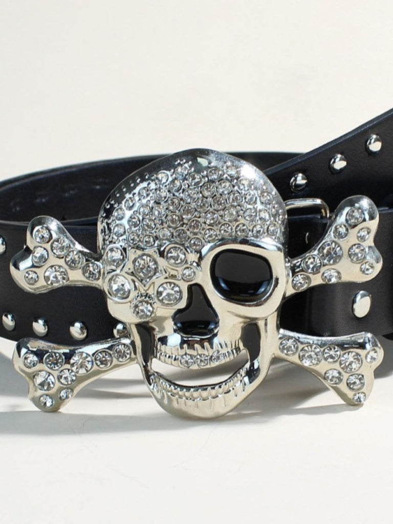 Halloween Skull Rhinestone Studded Gothic Belt
