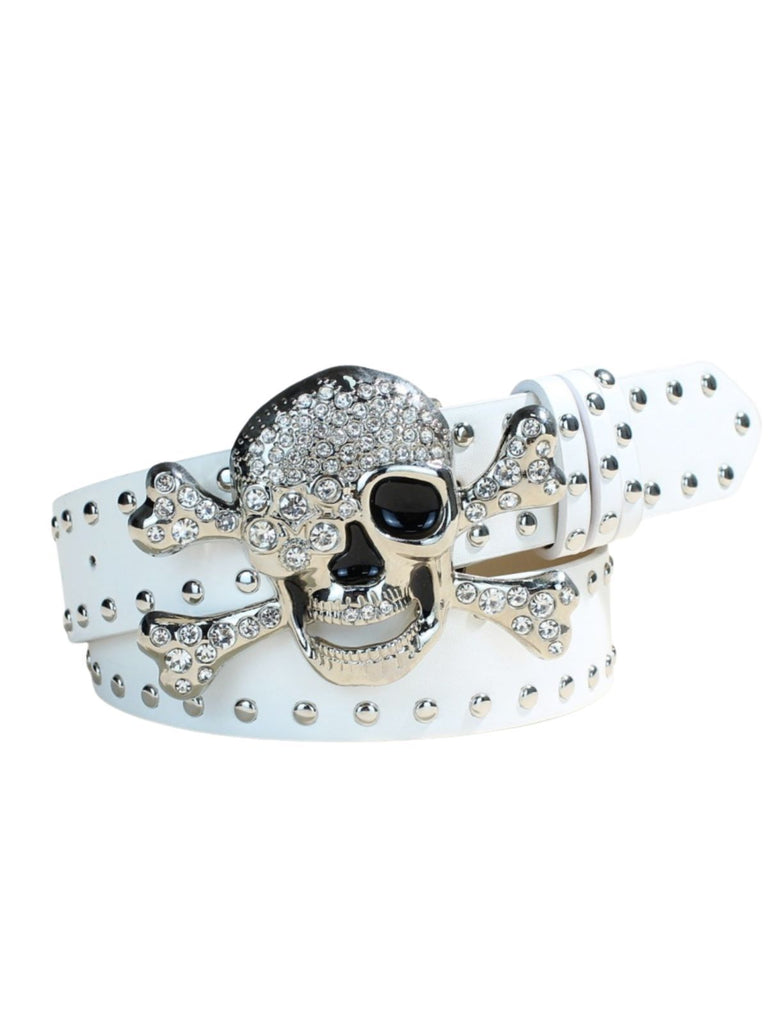 Halloween Skull Rhinestone Studded Gothic Belt