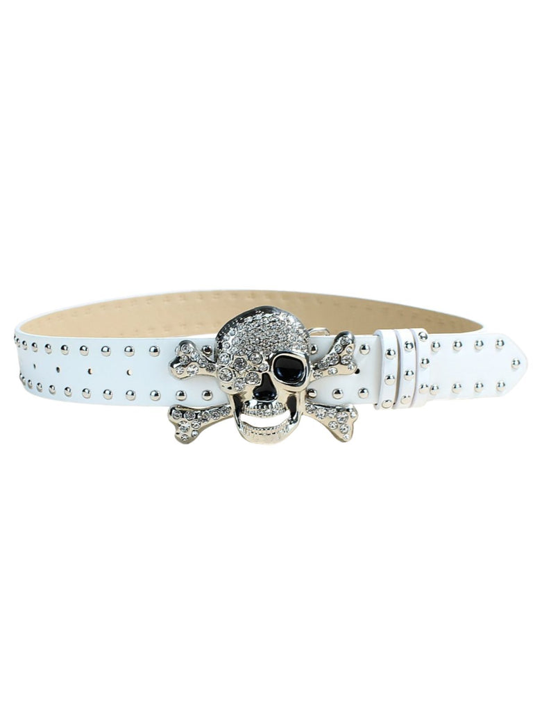 Halloween Skull Rhinestone Studded Gothic Belt