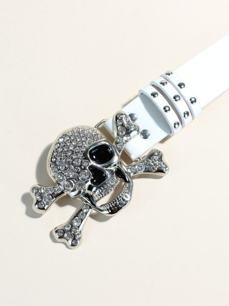 Halloween Skull Rhinestone Studded Gothic Belt