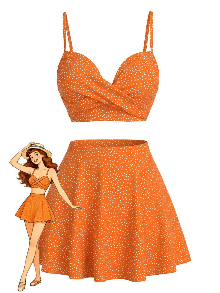 1950s Polka Dot High-Waist Bikini Set & Cover-Up, vintage swimsuit, pin-up swimwear - perfect for women who love vintage and retro fashion