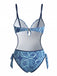 Blue 1970s Boho Paisley Print Cutout One-Piece Swimsuit, vintage swimsuit, pin-up swimwear - perfect for women who love vintage and retro fashion