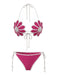 Rose Red 1980s Hand Crocheted Floral Bikini Set