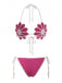 Rose Red 1980s Hand Crocheted Floral Bikini Set