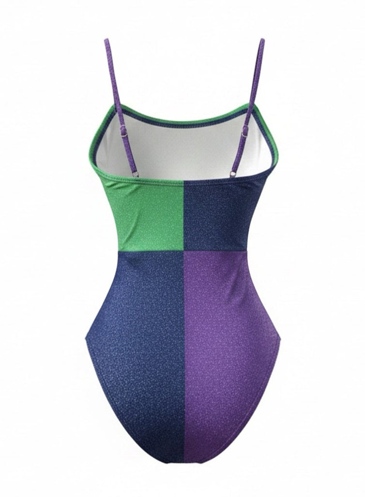 Green 1980s One Piece Bikini Set 2