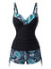 1970s Bohemian Strap V-Neck Tankini Set, bohemian cover up, beach wear - perfect for women who love vintage and retro fashion