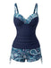 1970s Bohemian Strap V-Neck Tankini Set, bohemian cover up, beach wear - perfect for women who love vintage and retro fashion