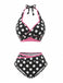 Black 1980s Wrap Two Piece Tankini Set