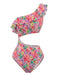 Pink 1980s Print One Shoulder One Piece One Piece Swimsuit 5