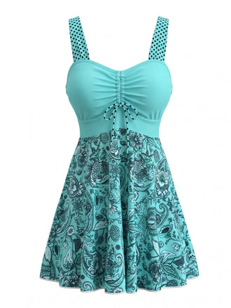 Green 1980s Vintage Tankini Set