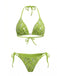 1980s Sequined Halter Beaded Lace-up Bikini Set, vintage swimsuit, pin-up swimwear - perfect for women who love vintage and retro fashion
