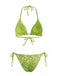 1980s Sequined Halter Beaded Lace-up Bikini Set, vintage swimsuit, pin-up swimwear - perfect for women who love vintage and retro fashion