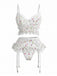 White 1950s Floral Lace Ruffle Two Piece Set 2