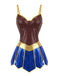 1980s Metallic Superhero Cosplay Nightgown Set