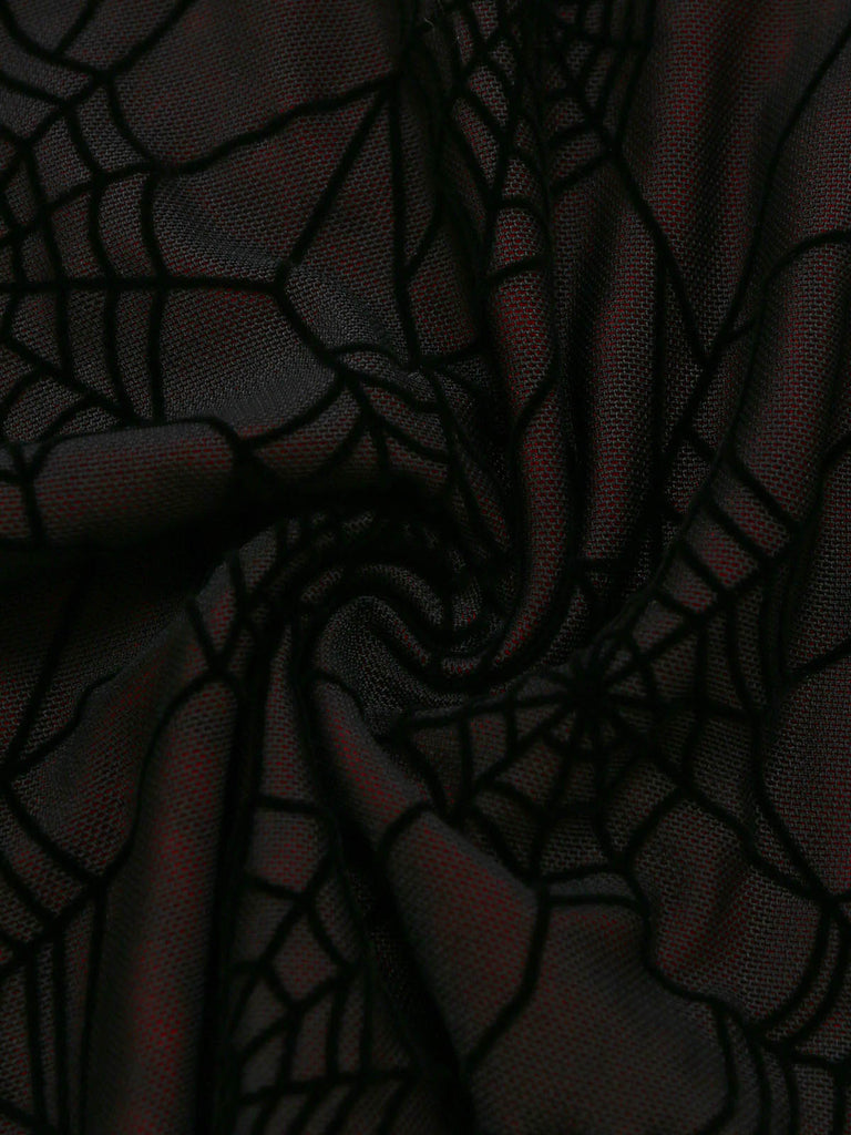 Red Black 1980s Mesh Nightgown 10