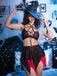 Red Black 1980s Mesh Nightgown 6