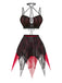 Red Black 1980s Mesh Nightgown 8
