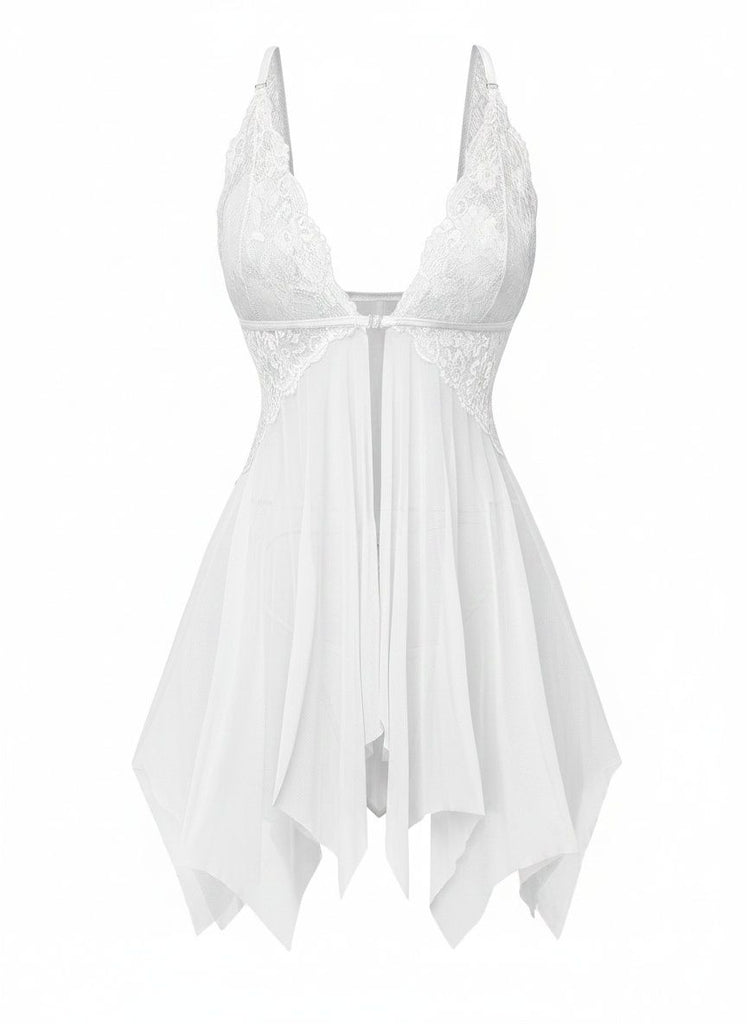 1980s Vintage Lace Spaghetti Strap V Neck Babydoll Nightgown, vintage fashion, retro style - perfect for women who love vintage and retro fashion