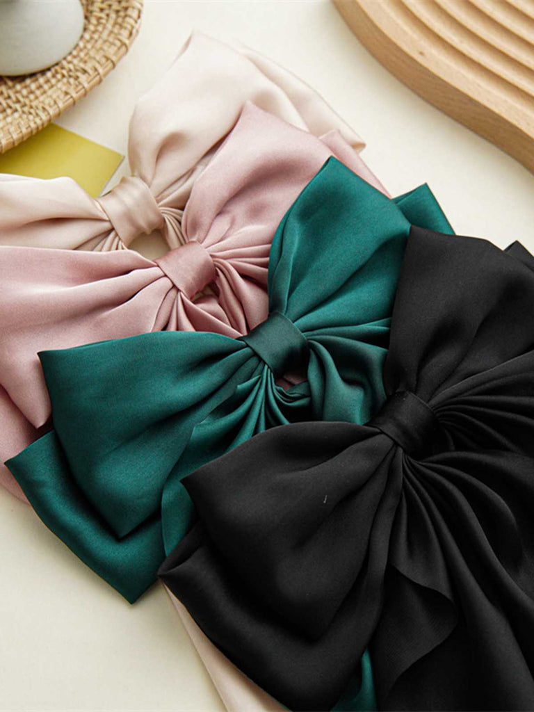 Satin Ribbon Solid Bow Hairpin — vintage vintage charm for her modern wardrobe