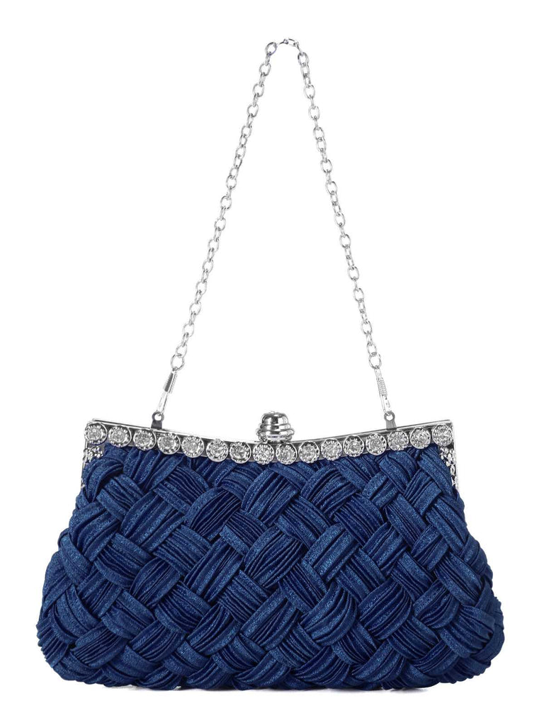 Satin Woven Diamond Evening Bag - vintage fashion, retro style