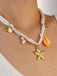 Seashell Starfish Charm Beach Necklace | vintage accessory, retro jewelry, classic style - perfect for retro fashion enthusiasts