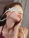 See-Through Pearl Decor Lace Eye Mask - vintage fashion, retro style