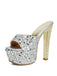 Sequin High Heel Chunky Heel Shoes 14