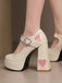 Vintage Heart Cut-Outs & Buckle Mary Jane High Heel Shoes - vintage shoes, retro heels