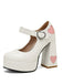 Vintage Heart Cut-Outs & Buckle Mary Jane High Heel Shoes - vintage shoes, retro heels