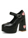 Vintage Heart Cut-Outs & Buckle Mary Jane High Heel Shoes - vintage shoes, retro heels