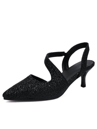 Vintage Shimmer Pointed Toe Kitten Heel Office Shoes - vintage shoes, retro heels