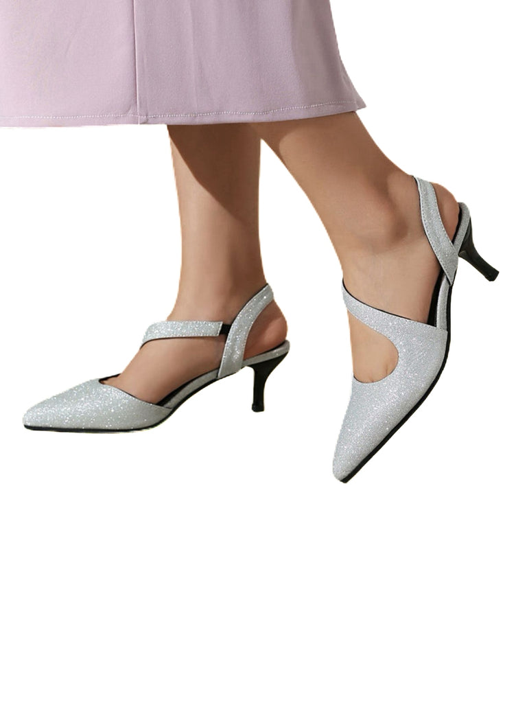 Vintage Shimmer Pointed Toe Kitten Heel Office Shoes - vintage shoes, retro heels