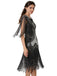 Silver 1920s Sequined Tassel Mesh Patchwork Dress - vintage dress, retro fashion, Gatsby party