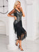 Silver 1920s Sequined Tassel Mesh Patchwork Dress - vintage dress, retro fashion, Gatsby party