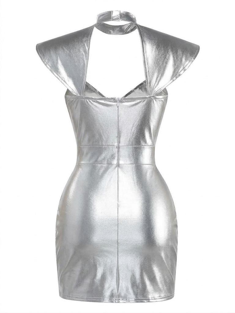 Silver 1960s Futuristic Metallic Space Costume, vintage fashion, retro style - perfect for women who love vintage and retro fashion