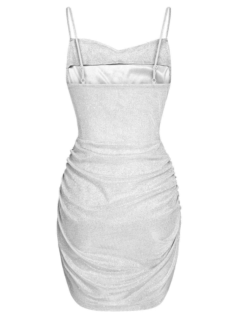 Silver 1960s Spaghetti Strap Sparkling Mini Dress — vintage elegance for the modern woman