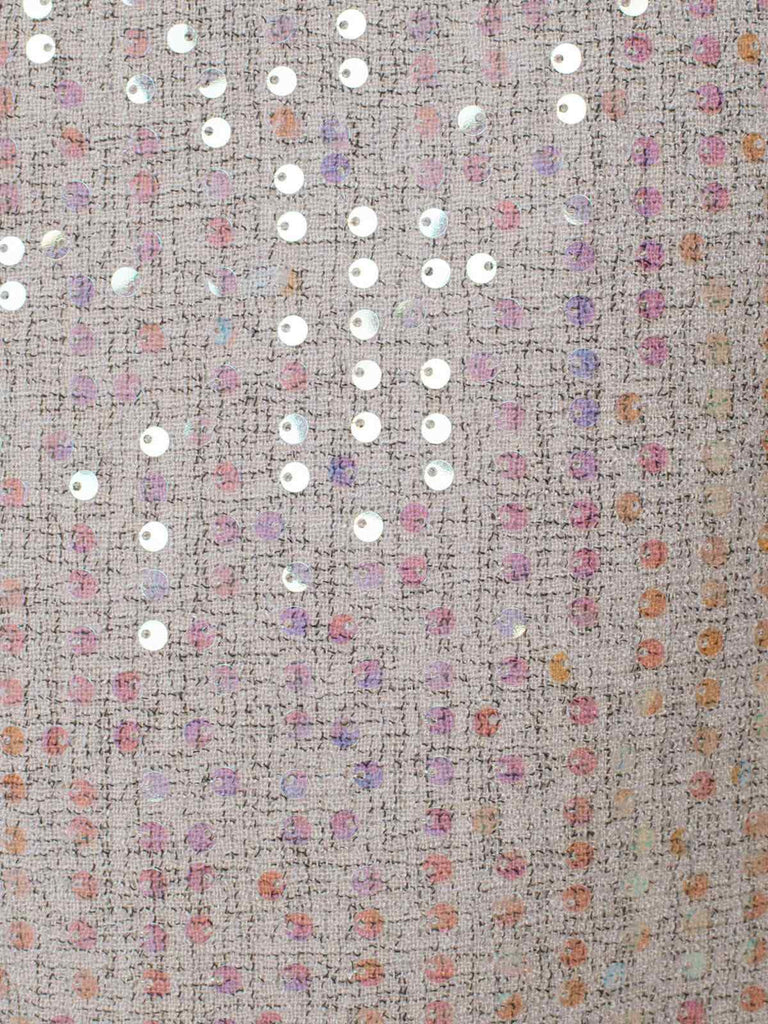 Silver 1970s Bandeau Sequin Pencil Dress — the kind of 1970s dress that makes strangers smile