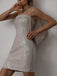 She slips into this Silver 1970s Bandeau Sequin Pencil Dress and suddenly it's a 1970s daydream