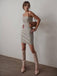 Silver 1970s Bandeau Sequin Pencil Dress: where 1970s romance meets her modern spirit