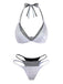 Silver 1980s Halter Shimmer Fake Two-Piece Bikini Set: beautiful vintage swimwear, retro swimsuit, pin-up style with timeless appeal