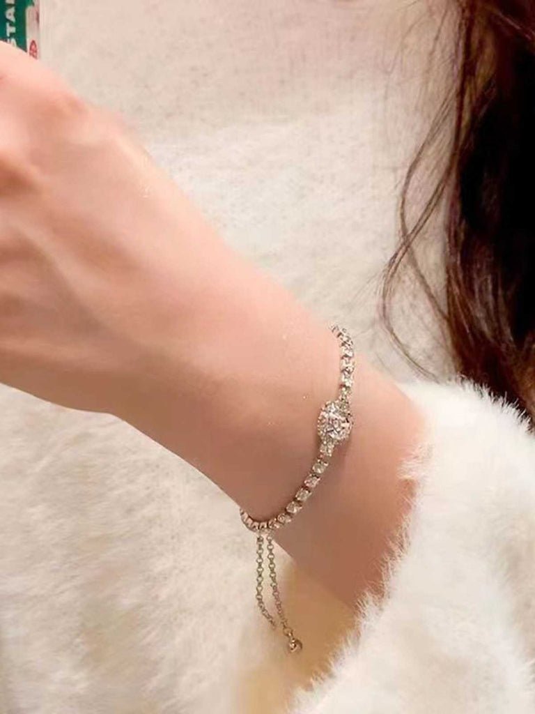 Silver Alloy Diamond Bracelet: vintage allure for the woman who knows her power