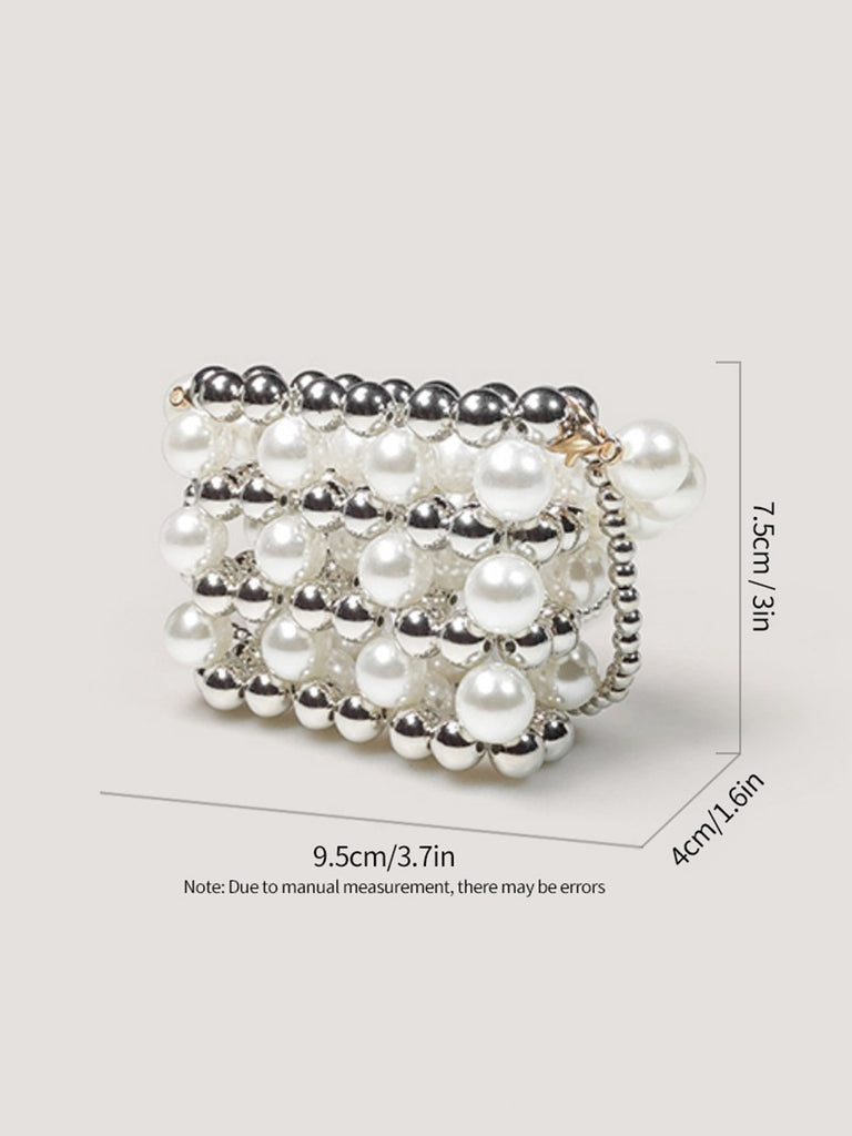 Silver Beaded Crossbody Mini Square Bag - vintage fashion, retro style